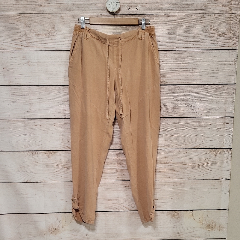 Sincerely Jules Soft Coral Loose Fitted Linen Cropped Pants Medium